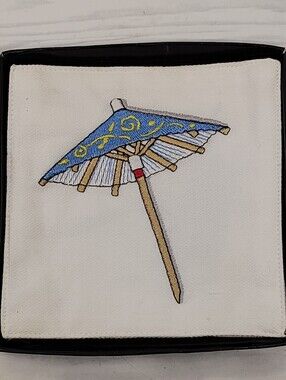 Free w/ Purchase Crate&Barrel Cocktail Embroidered Coasters Umbrella
